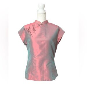 RARE VINTAGE KANA VIETNAM HANDMADE SILK CHEONGSAM SHORT SLEEVE TOP